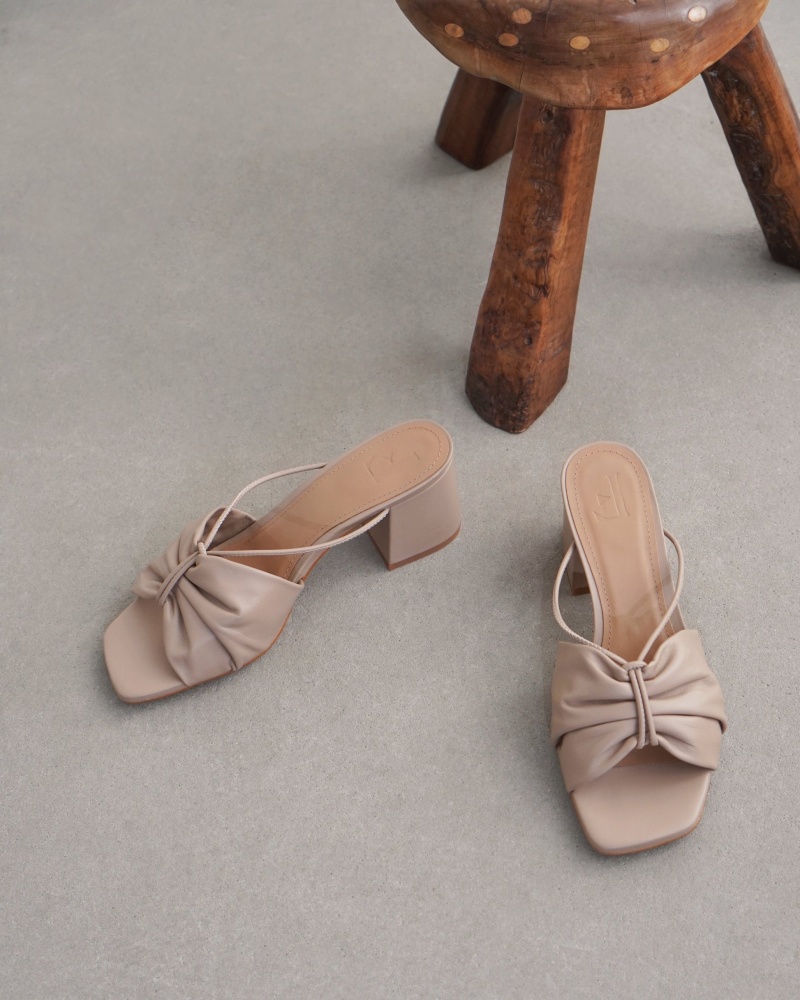Botki Na Obcasie Buty Flattered Olivia Skórzane Beżowe | PLQCS11886