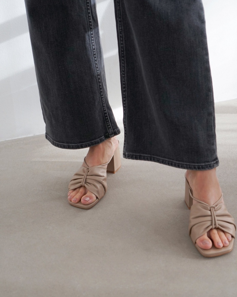 Botki Na Obcasie Buty Flattered Olivia Skórzane Beżowe | PLQCS11886
